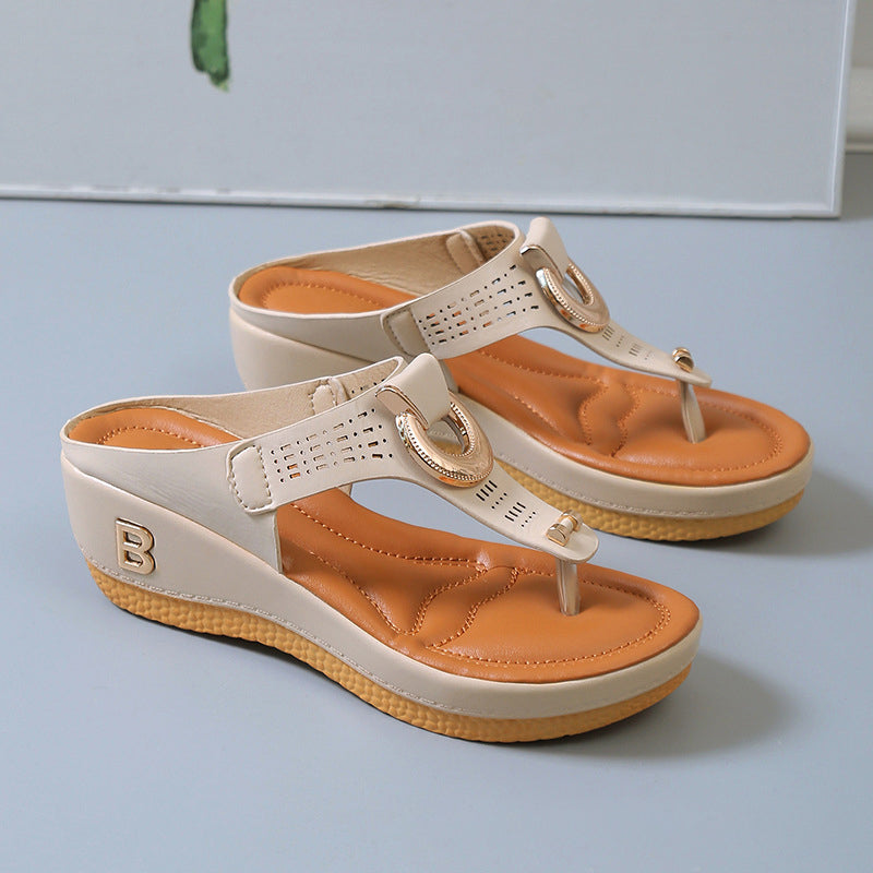 Sommer Dame flip flops med tykke kiler