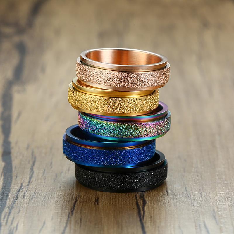 Sandblæst revolverende Fidget Ring