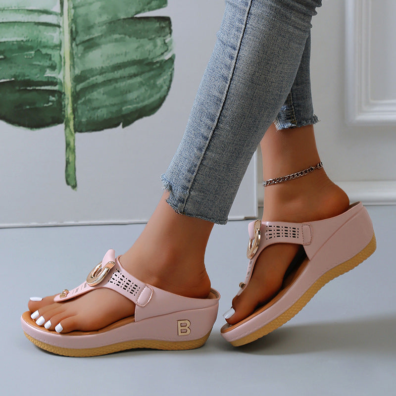 Sommer Dame flip flops med tykke kiler