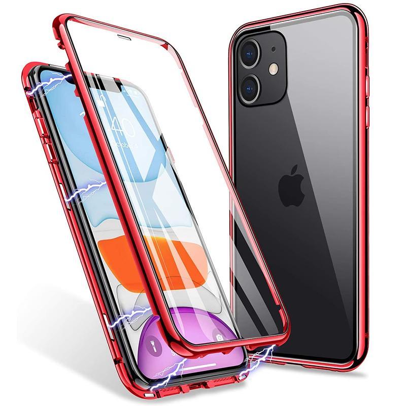 Opgraderet dobbeltsidet magnetisk iPhone-etui i hærdet glas, der beskytter mod bipper
