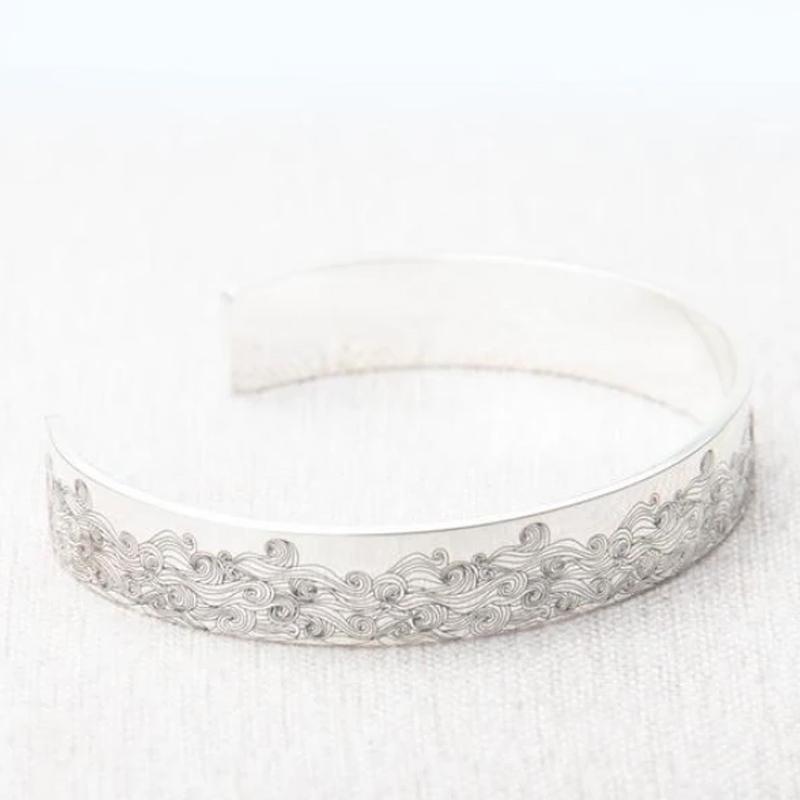 Rustfrit stål Open Sea Wave armbånd