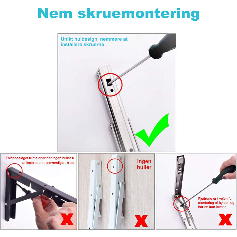 Foldbart trekantet skillevægsbeslag