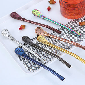 Kaffeske/sugerør i rustfrit stål