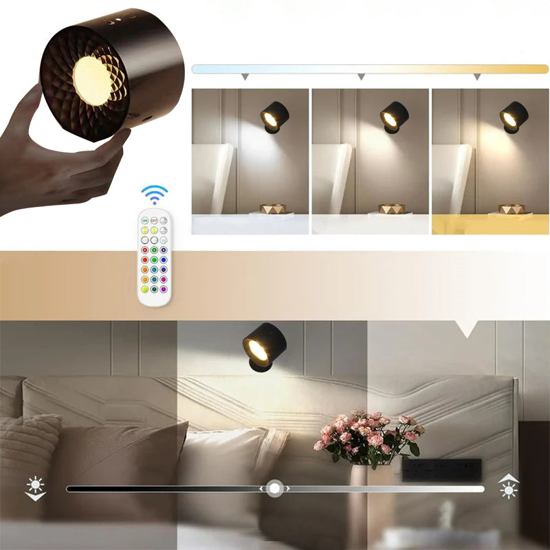 Magnetic charging double head wall lamp with remote control