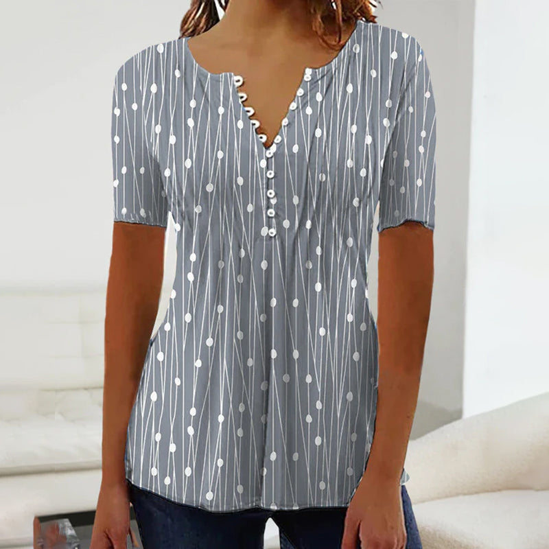 Prikket T-shirt med V-halsudskæring