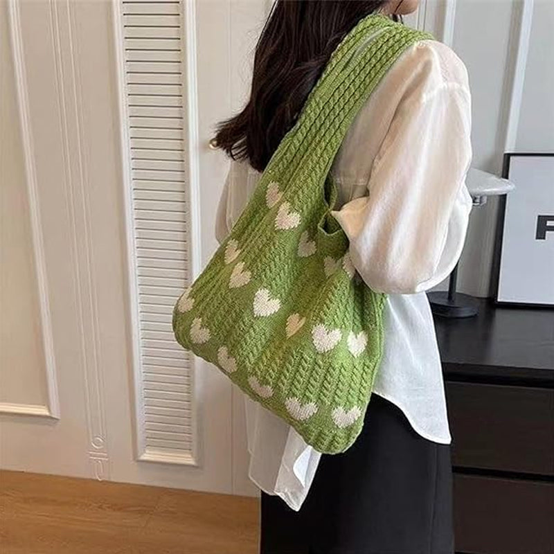 Hæklet tote bag med hjerter