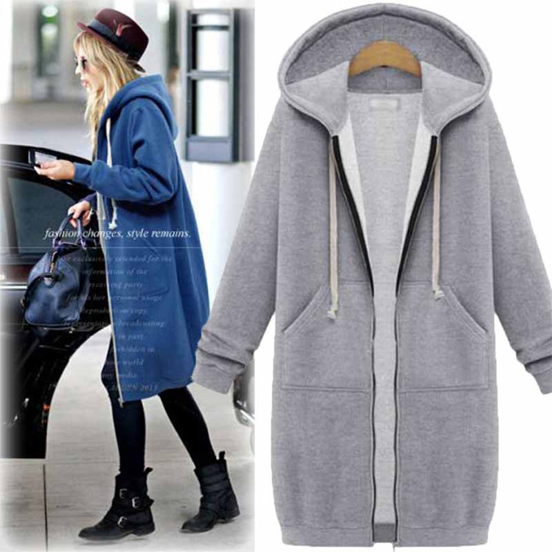 Casual Zip-Up lang hættetrøje