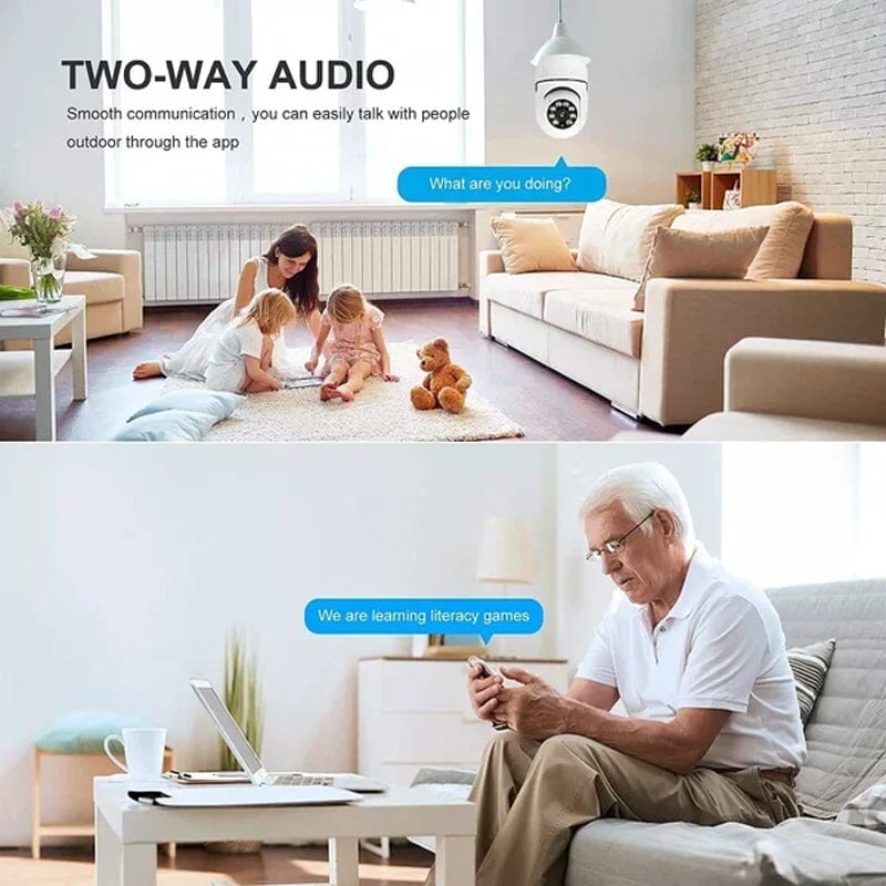 Trådløst Wifi-styret sikkerhedskamera i lyspære-stil