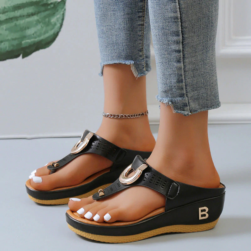 Sommer Dame flip flops med tykke kiler