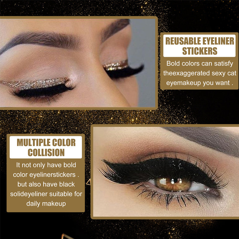Genanvendelige eyeliner og øjenvippeklistermærker (4 par)