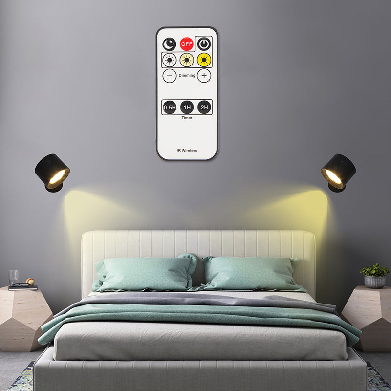 Magnetic charging double head wall lamp with remote control