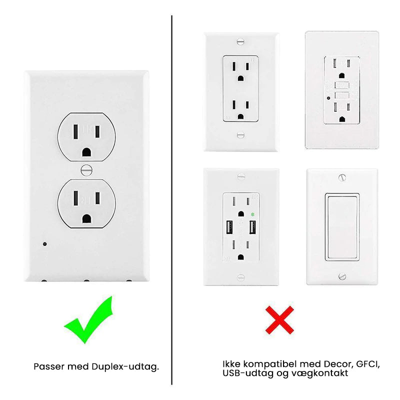 Hirundo Outlet vægplade med LED-natlys