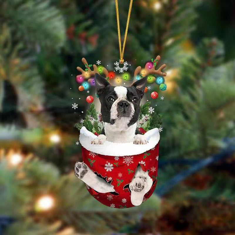 Julesok vedhæng med hund