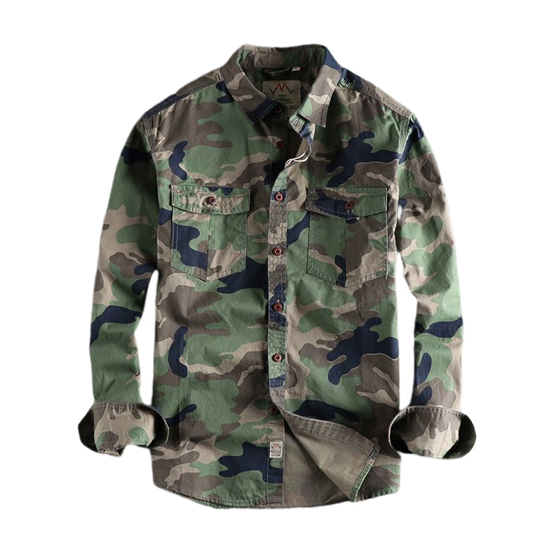 Langærmet arbejdsskjorte i camouflagetryk