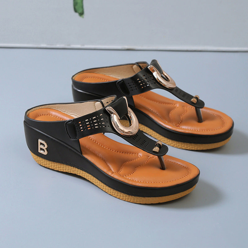 Sommer Dame flip flops med tykke kiler