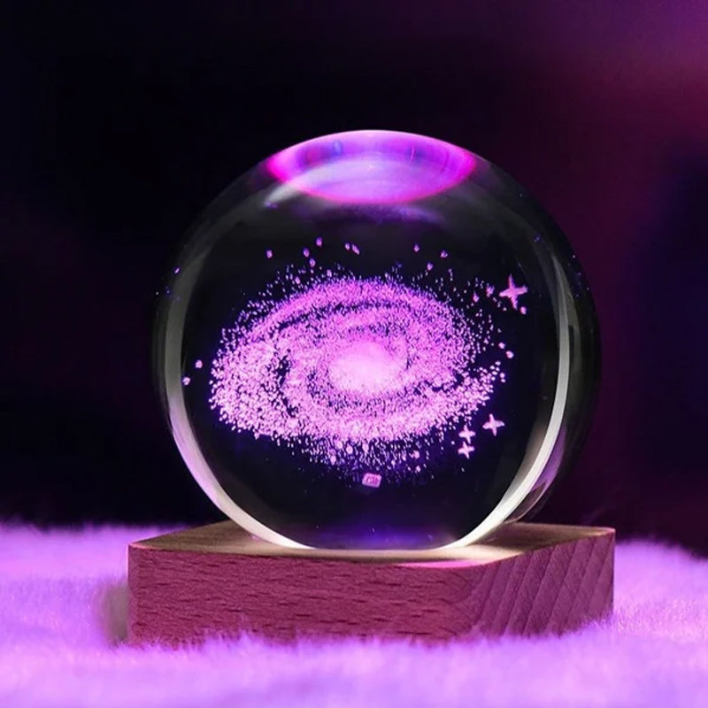 3D Galaksekrystalkugle dekorationsnattelampe