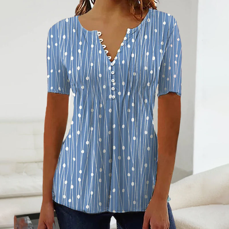 Prikket T-shirt med V-halsudskæring