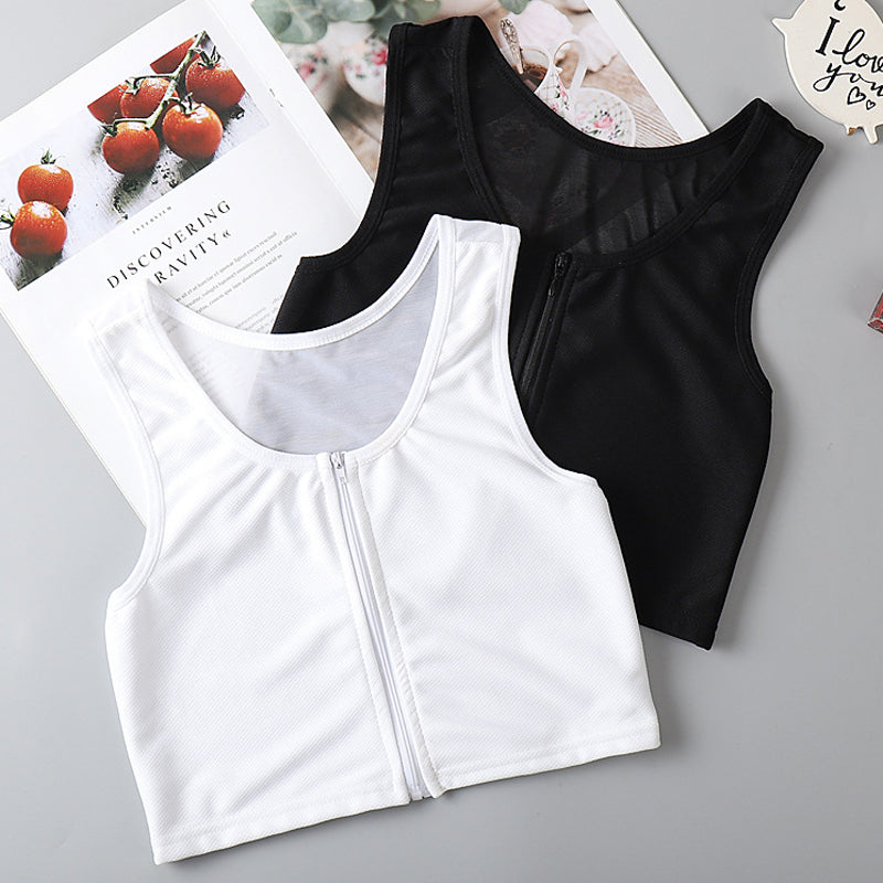 Tynd tanktop med lynlås foran