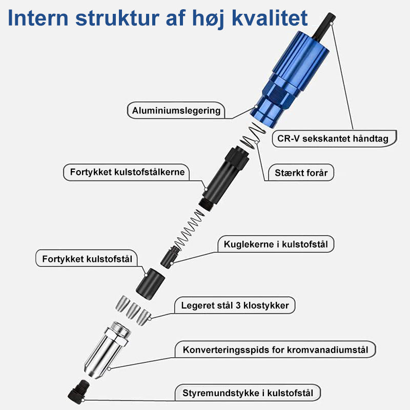 Adapter til boremaskine til nittepistol