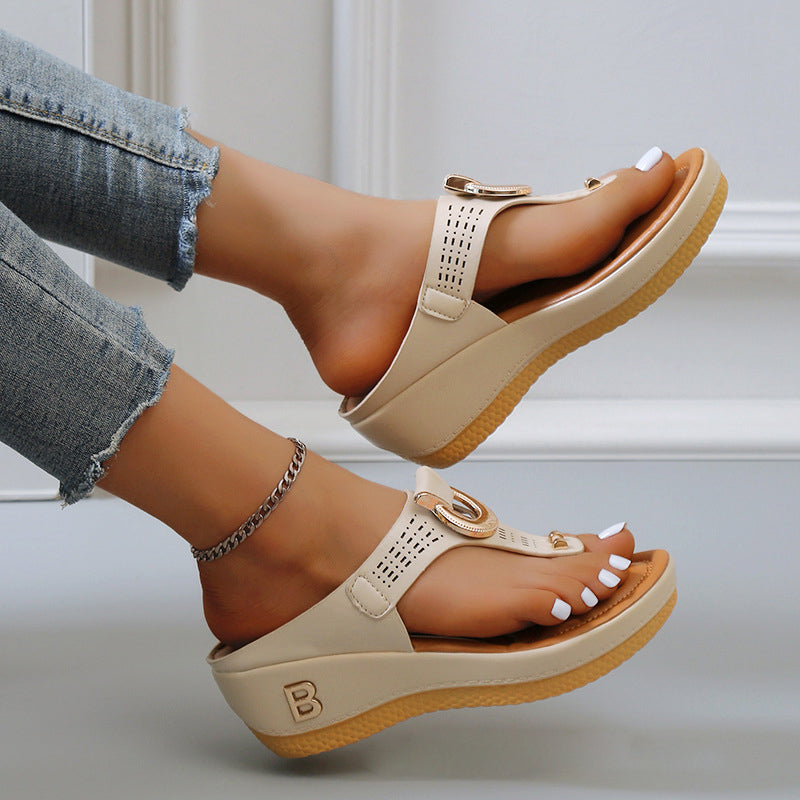 Sommer Dame flip flops med tykke kiler
