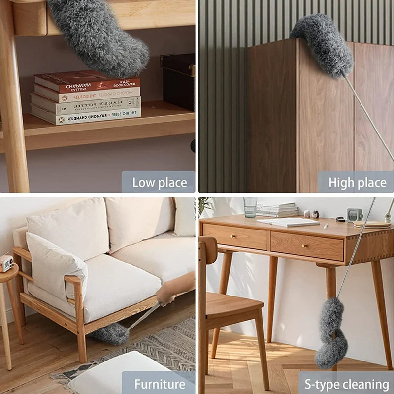 Teleskopisk vaskbar buet mikrofiber støvekost
