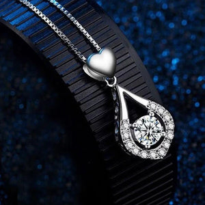 Blinkende hjerte vanddråbe sten halskæde