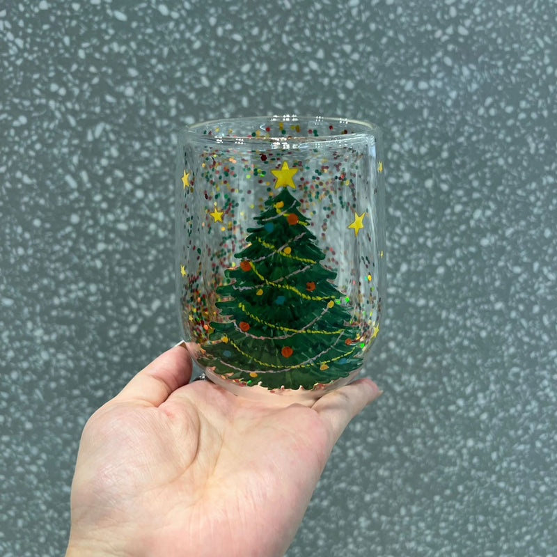 Glas med juletræsmotiv