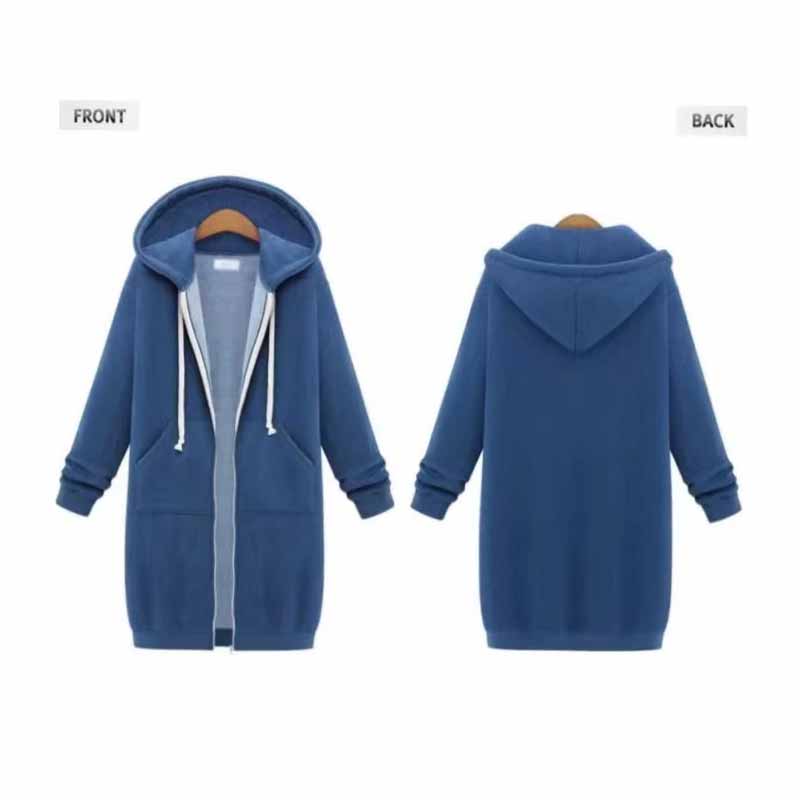 Casual Zip-Up lang hættetrøje