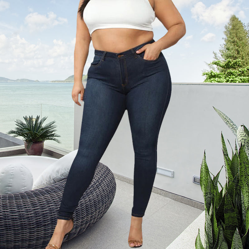 Højelastiske pencil jeans (Dame)