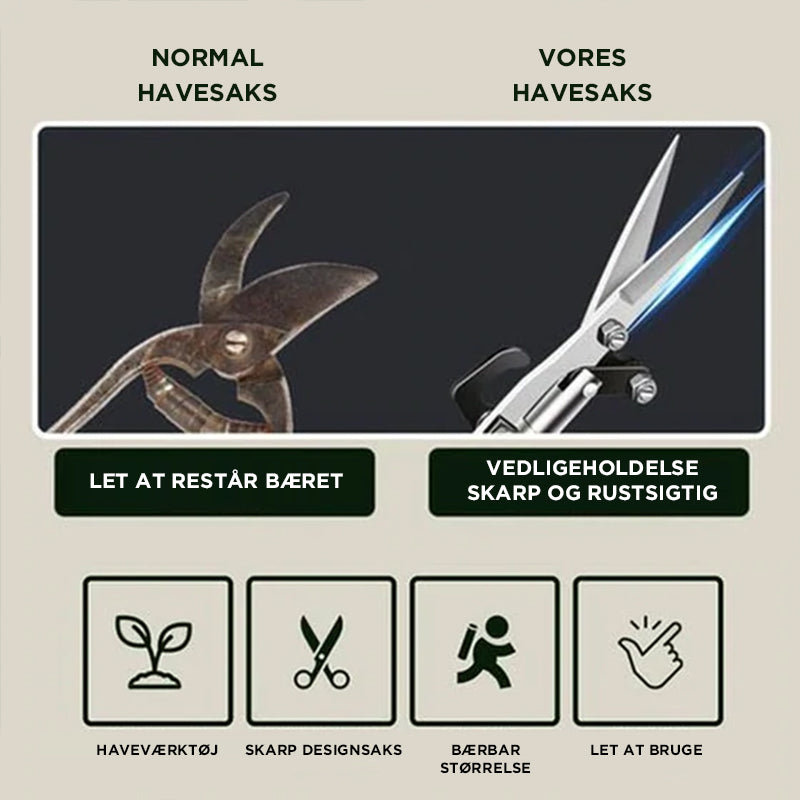 Bærbar spids havesaks til havearbejde