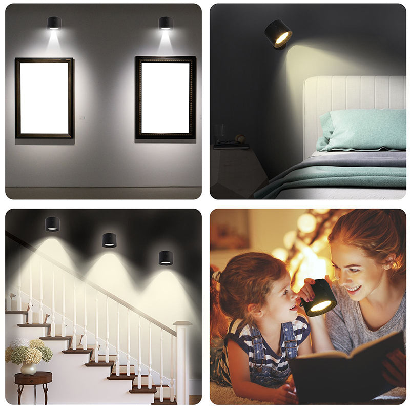 Magnetic charging double head wall lamp with remote control