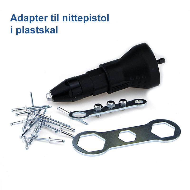 Adapter til boremaskine til nittepistol