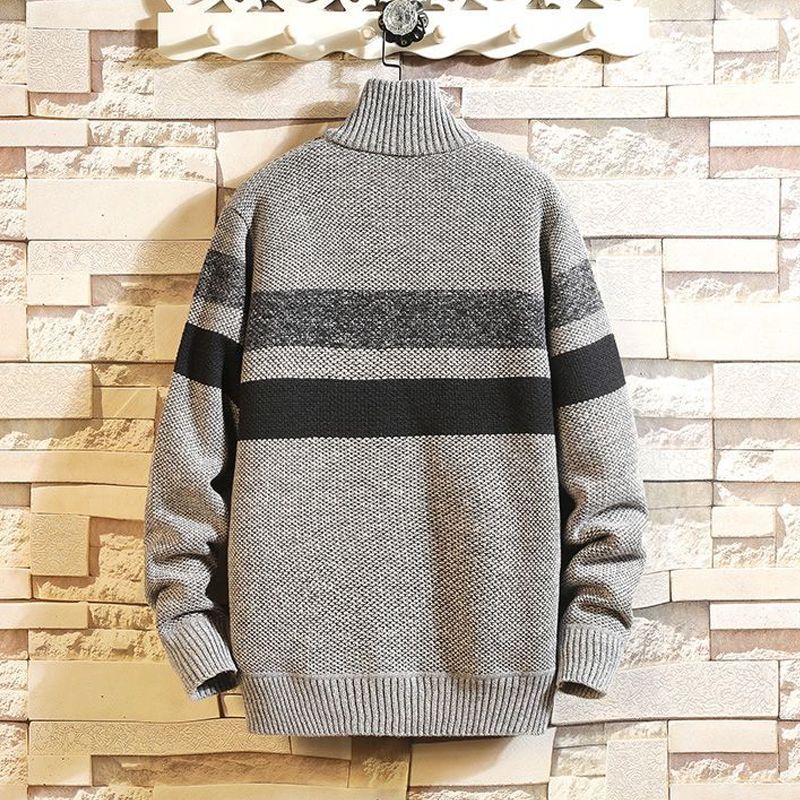 Cardigan til mænd med fuld lynlås med fleece og strikket sweater