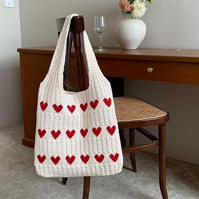 Hæklet tote bag med hjerter