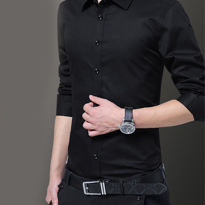 Mænd slim fit elastisk skjorte