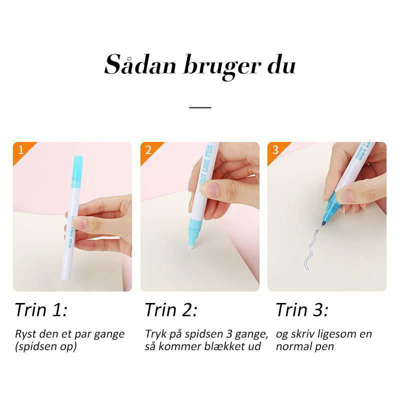 Gavekort til at skrive og tegne med dobbelt linje, 8 farver