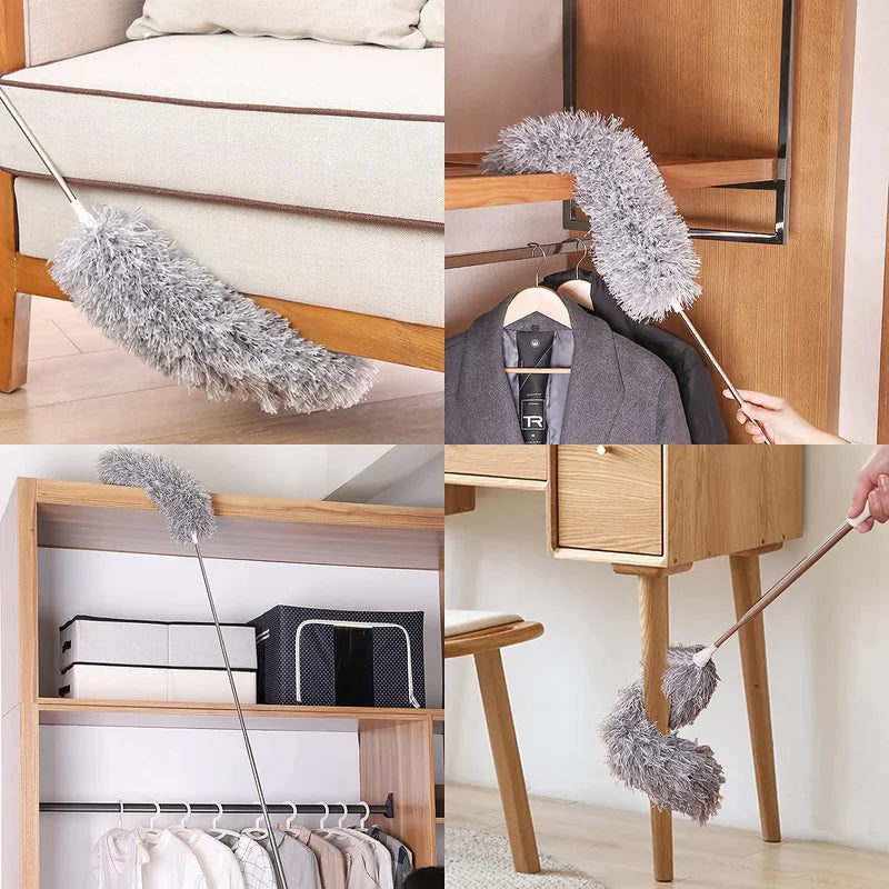 Teleskopisk vaskbar buet mikrofiber støvekost