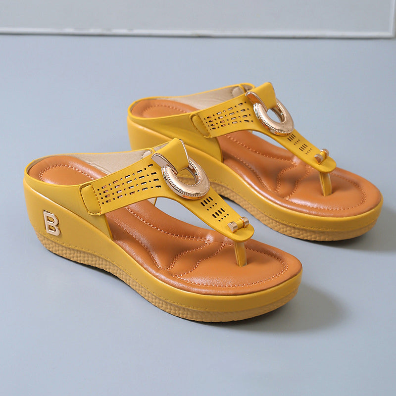 Sommer Dame flip flops med tykke kiler