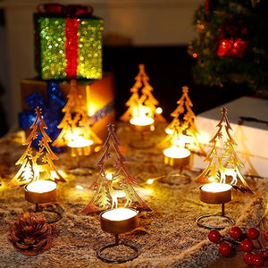 Juletræsformede lysestager i jern