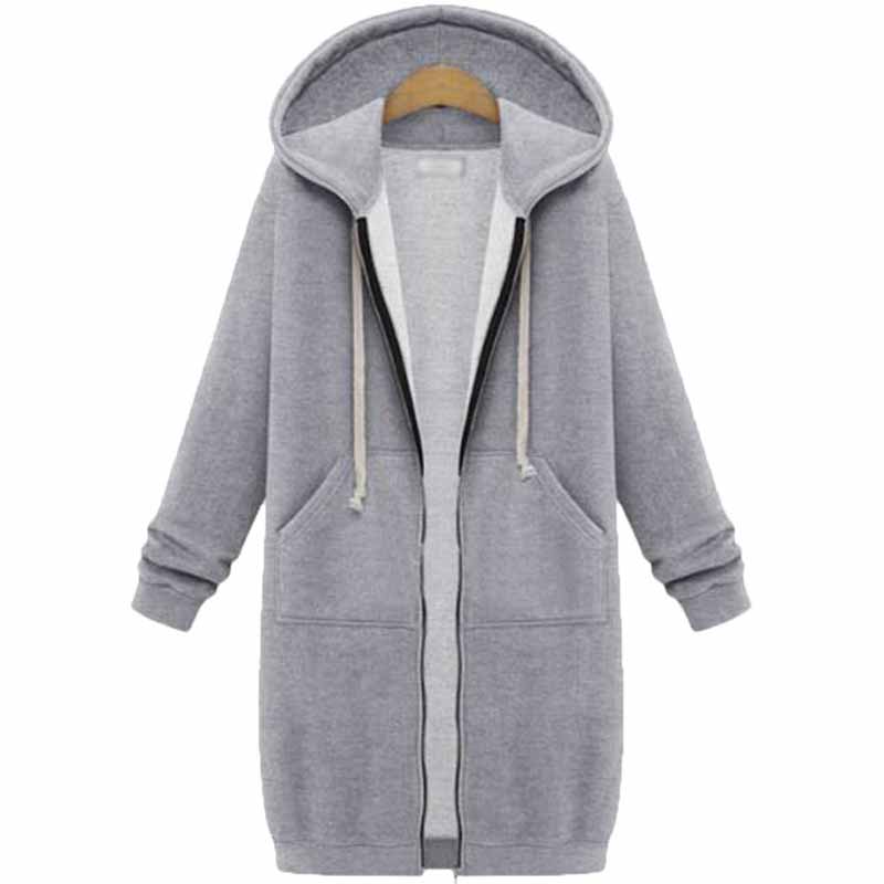 Casual Zip-Up lang hættetrøje