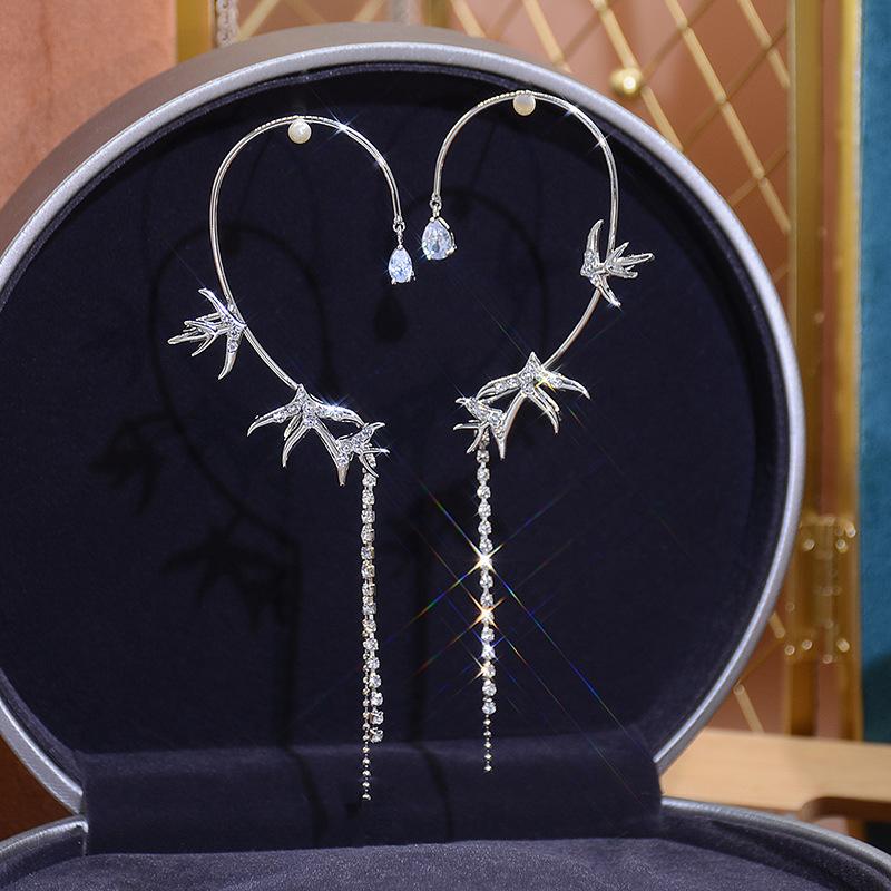 Rhinestone swallow øre hængende