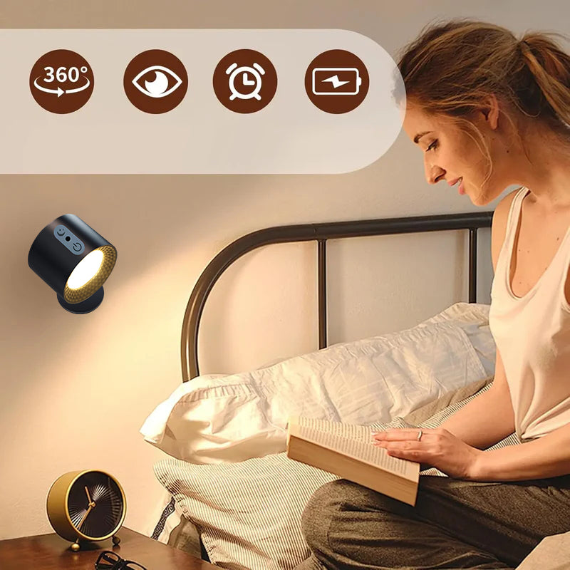 Magnetic charging double head wall lamp with remote control