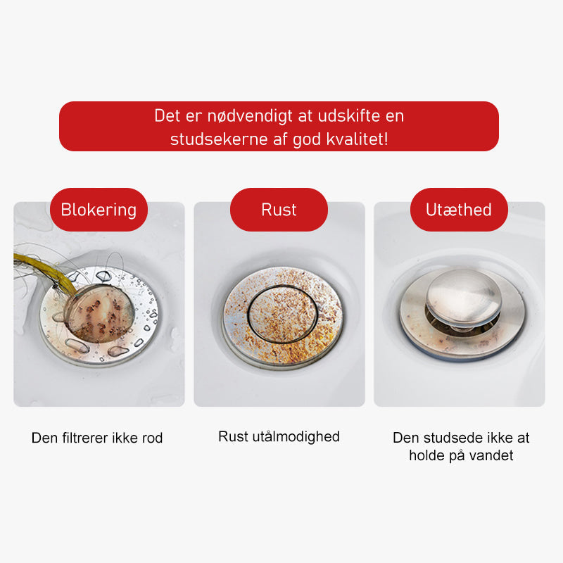 Universal pop-up afløbsfilter i rustfrit stål
