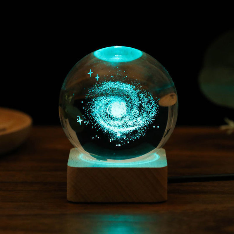 3D Galaksekrystalkugle dekorationsnattelampe