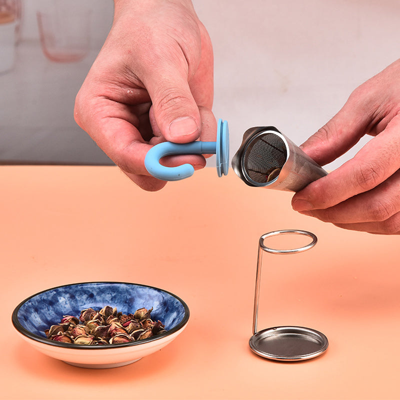 Paraplyformet te-filter i rustfrit stål