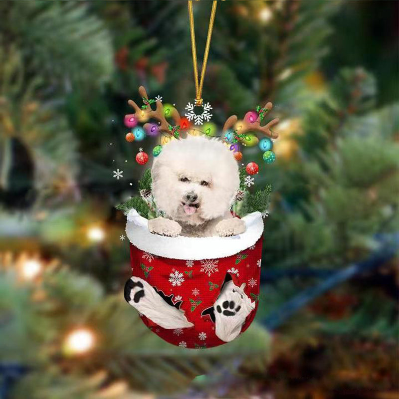 Julesok vedhæng med hund