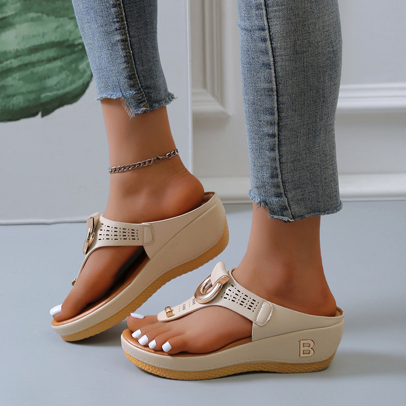 Sommer Dame flip flops med tykke kiler