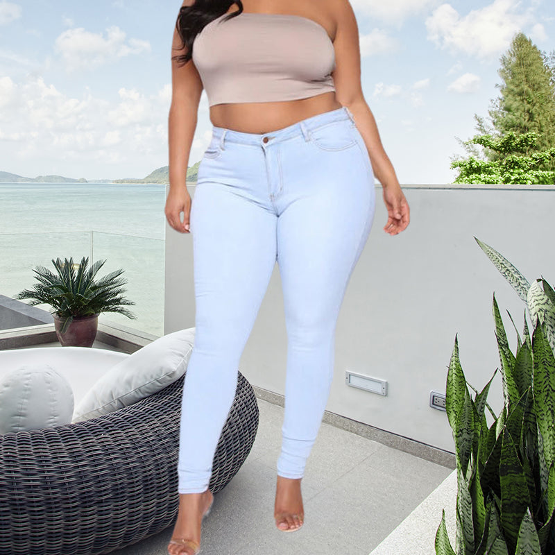 Højelastiske pencil jeans (Dame)