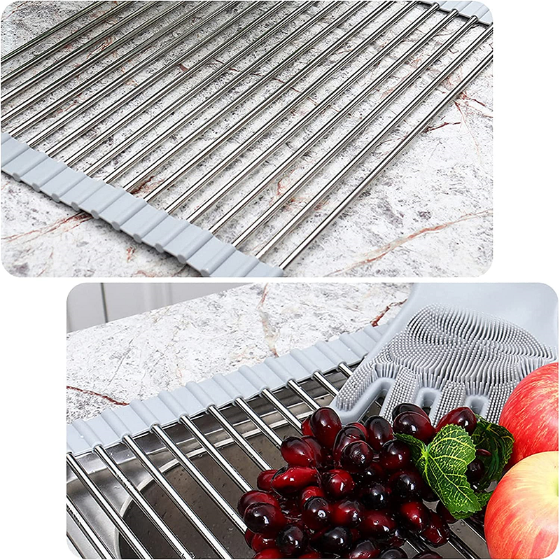 Tørrestativ i rustfrit stål til tørring af opvask, sammenfoldelig