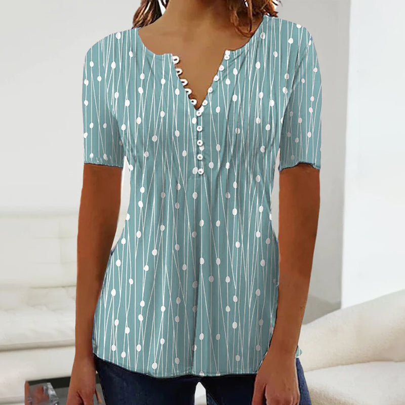 Prikket T-shirt med V-halsudskæring